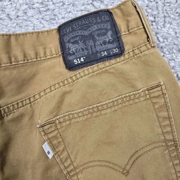 Levis 514 Pants Men 34×30 (Fits 32×29) Brown Straight Fit Mid Rise Stretch Twill - Picture 8 of 13